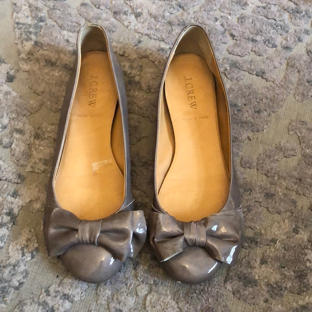J. Crew bow ballet flats patent gray 6.5